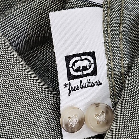 Ecko Unltd. Button Down Shirt Men's L Green Chambray Long Sleeve EUC LN - Picture 5 of 16
